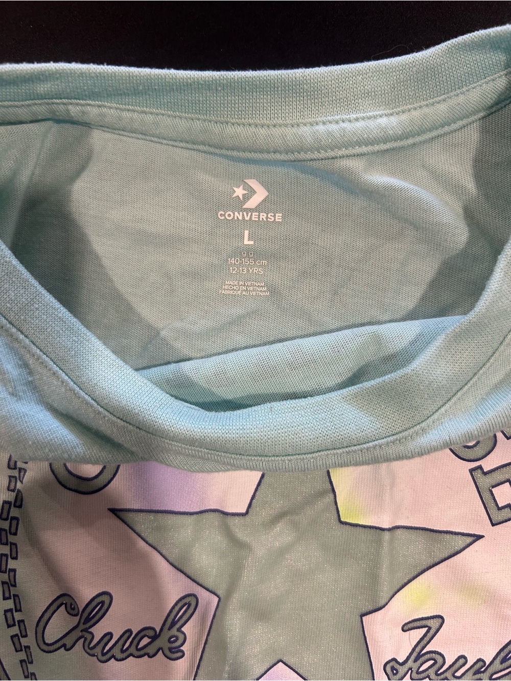 Converse All Star Tie-Front Tee in Light Teal - Picture 2 of 2